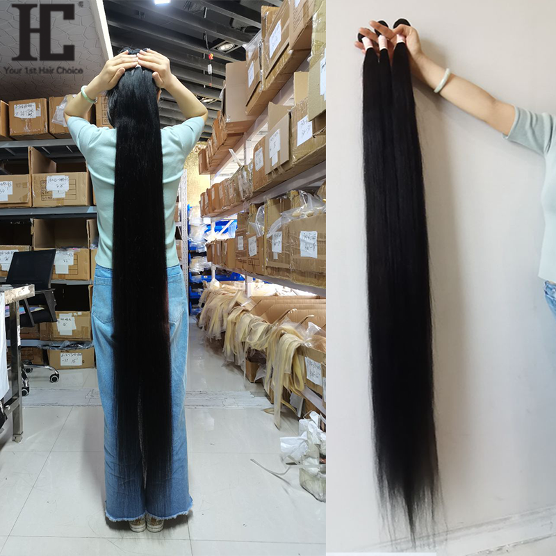 Mechones de cabello humano brasileño Remy, extensiones de cabello humano virgen sin procesar, 50 y 60 pulgadas, paquetes de 3/4 unidades, 10A