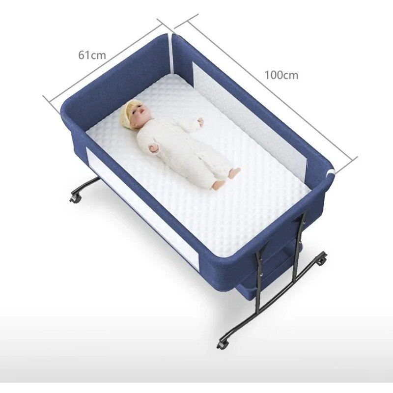 Multifuncional berço dobrável, berço neonatal portátil, cama removível Splicing Queen Bed, 2024
