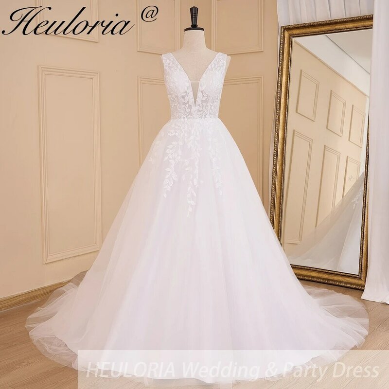 Elegante abito da sposa Boho con applique in pizzo abito da sposa con scollo A V plus size A line abito da sposa da sposa