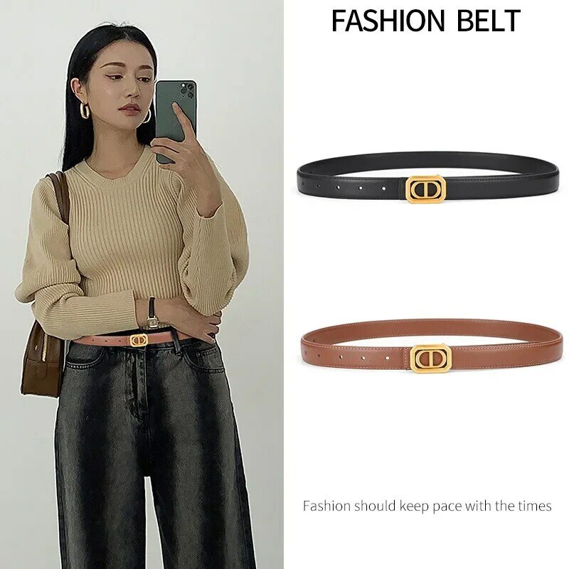 Factory Direct Supply of New Cow Leather Belt CD Belt Ladies Simple Fashion Cow Leather Belt Womens Luxury Designer Clothes