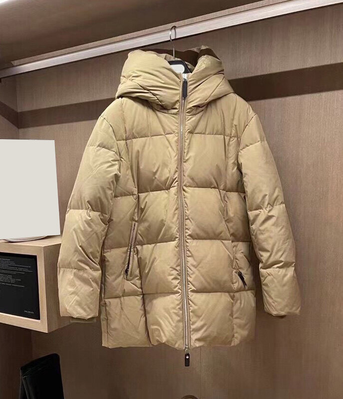 Abrigo de plumón de pato para mujer, chaqueta gruesa de manga larga con capucha y cremallera, estilo informal, invierno, 2022