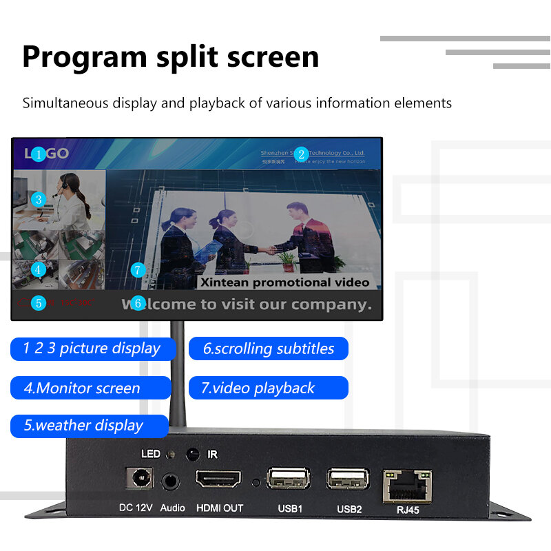 Caixa de publicidade signage jogador restaurantes menu billboard android 11 liberação de informações terminal software gestão livre wifi