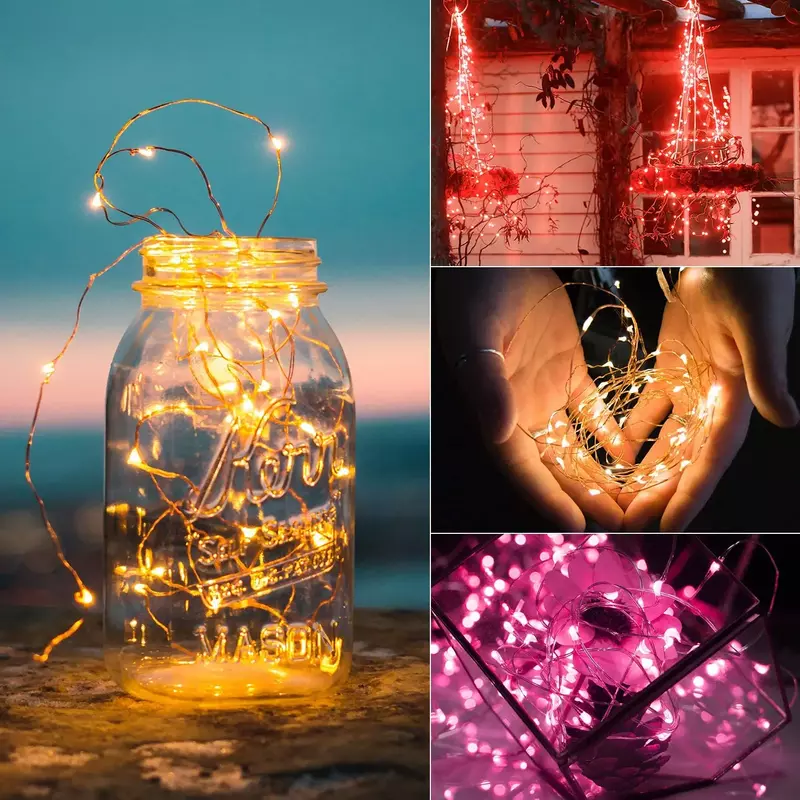 Luces LED Copper Wire Fairy Lights Battery Powered LED String Lights Party Wedding Indoor Christmas Decoration Garland Lights
