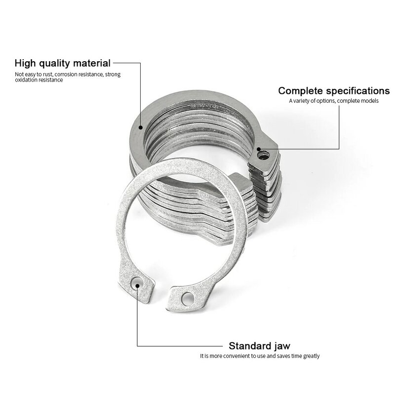 NINDEJIN-Juego de anillos de retención a presión de acero inoxidable, juego de anillos de retención de 5-28mm de acero al carbono para eje