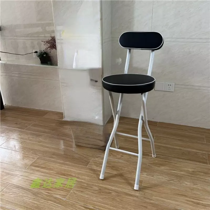 Foldable Bar Chairs Modern Simple Bar Stool for Home Cash Register Portable High Chair with Backrest Stool