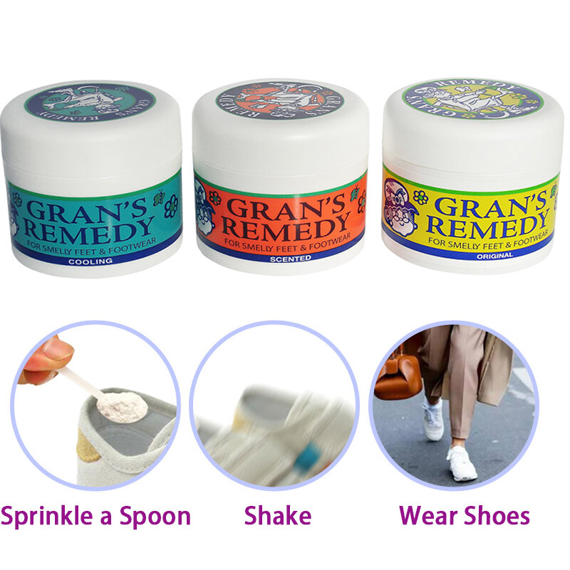 NewZealand Grans Remedy Original, polvo perfumado de refrigeración para el cuidado de los pies, tratamiento de calzado con olor, Control de olores de pies
