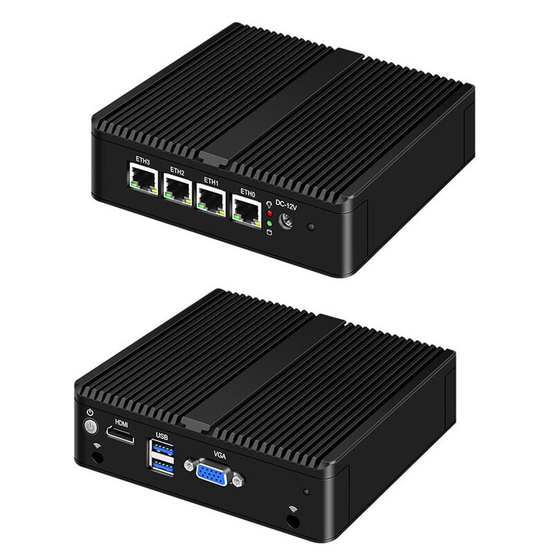 Pokect 컴퓨터 HDMI VGA 소프트 라우터 팬리스 미니 PC, 4x 인텔 i226 2.5G LAN pfSense 방화벽 기기 ESXI AES-NI TV 박스, N4000