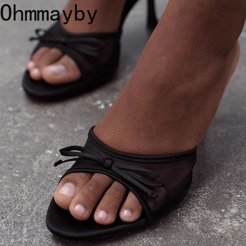 Zapatillas de punta abierta de diseñador para mujer, zapatos elegantes de tacón alto con punta abierta, Sandalias de vestir para fiesta al aire libre