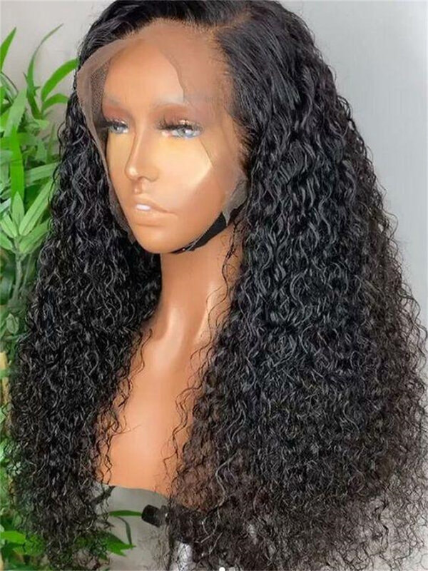 Soft Long Kinky Curly 180Density 26“ Natural Black Lace Front Wig For Women Babyhair Preplucked Heat Resistant Glueless Daily