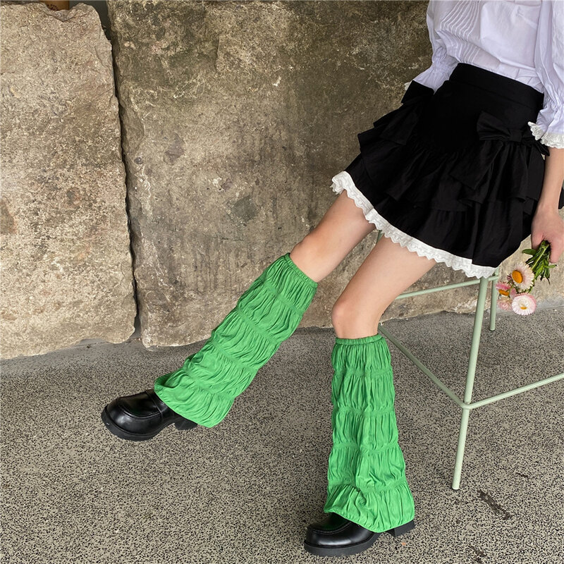 1 Paar Sommer Anti UV Plissee Beinlinge für Frauen japanische y2kleg Socken weites Bein Harajuku Sox Ärmel Rohr Lolita jk Waden socken