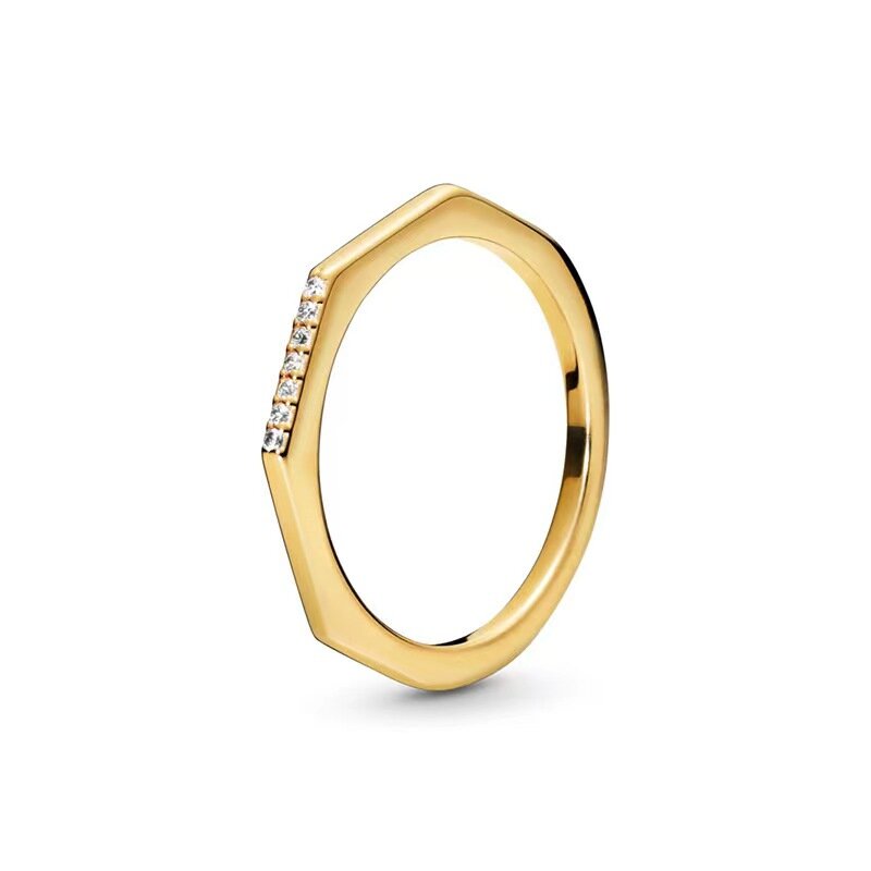 2024 nuovo anello in argento 925 placcato oro 18 carati zircone scintillante doppia fascia cuore anello da dito donna anello Pandor originale gioielleria raffinata