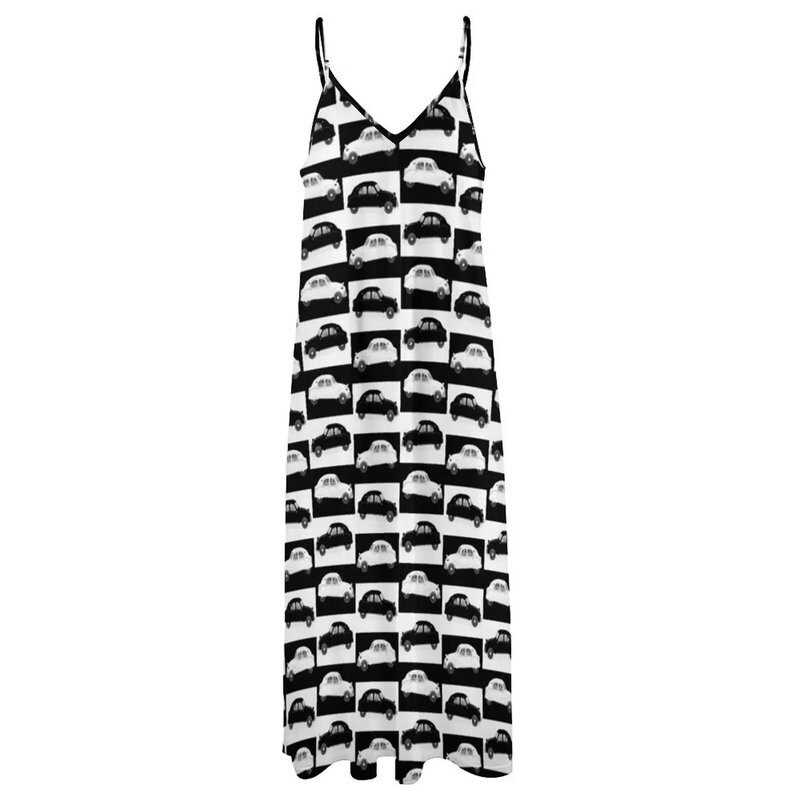 시트로엥 2CV 패턴 민소매 이브닝 드레스, 여성용 섹시한 드레스