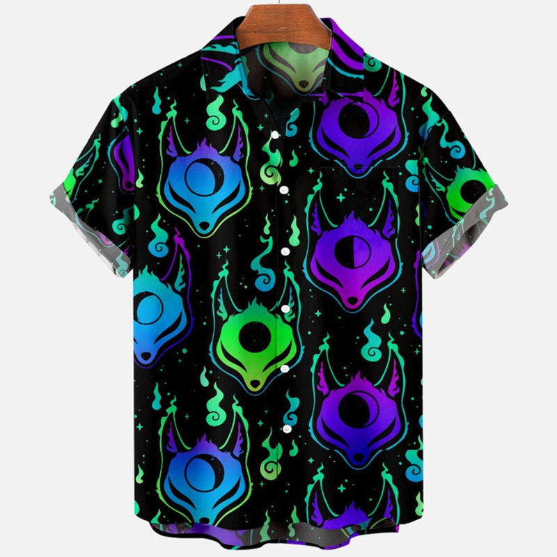 2024 Duivel Horror 3d Print Hawaiiaans Shirt Heren Kleding Losse Ademende Heren Shirts Zomer Mannelijk Shirt Mannelijke Kleding Korte Mouw
