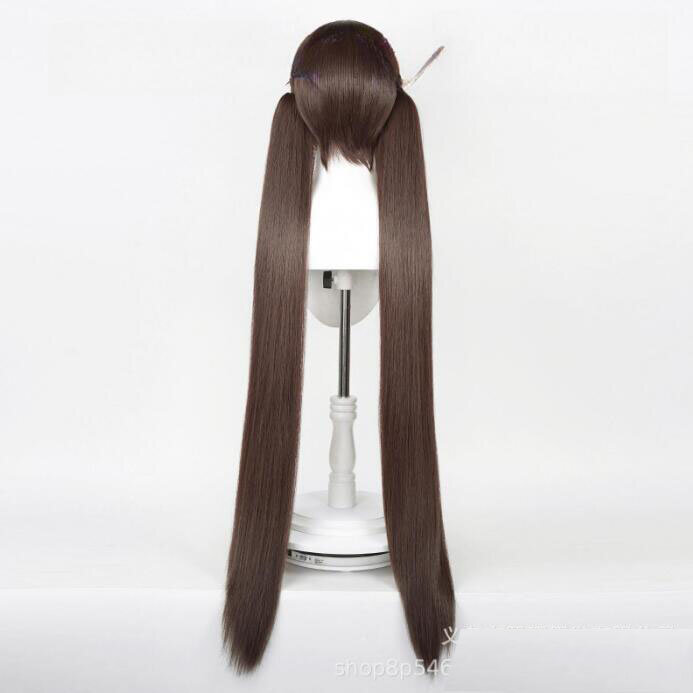 Honkai Wig rambut sintetis rel bintang, rambut palsu Cosplay panjang cokelat lurus, Wig sintetis untuk pesta