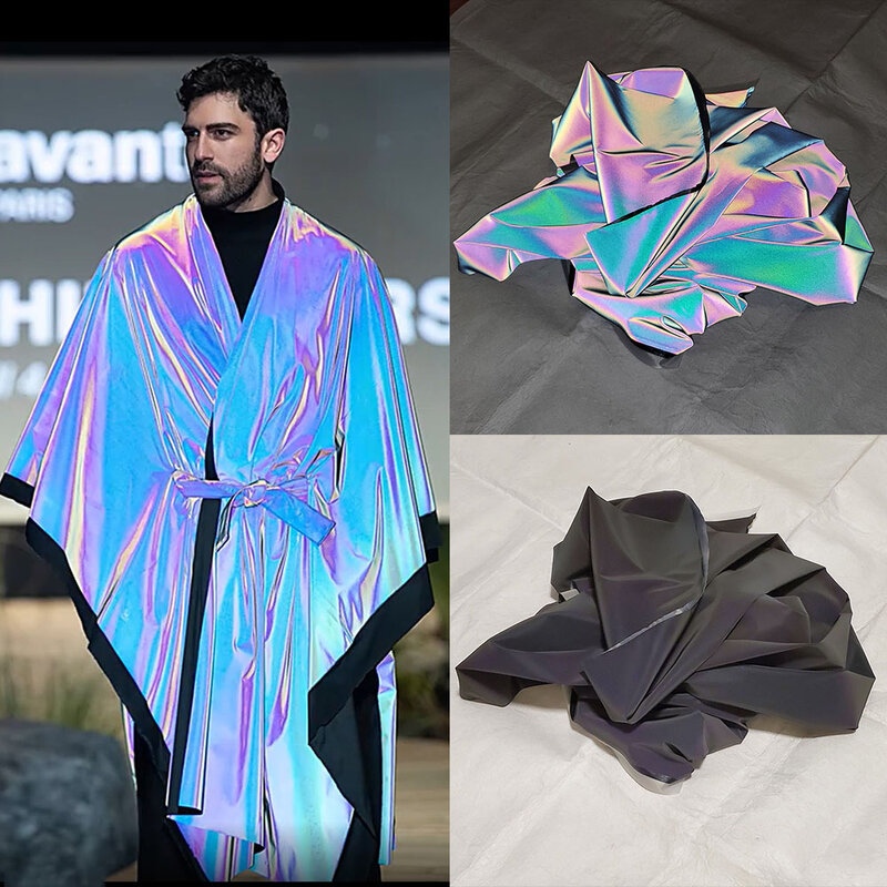 Regenbogen Reflektierende Stoff Bunte Hohe Helle DIY Machen Für Kleidung Bekleidungs Designer Tuch Magie Farbverlauf Farbe
