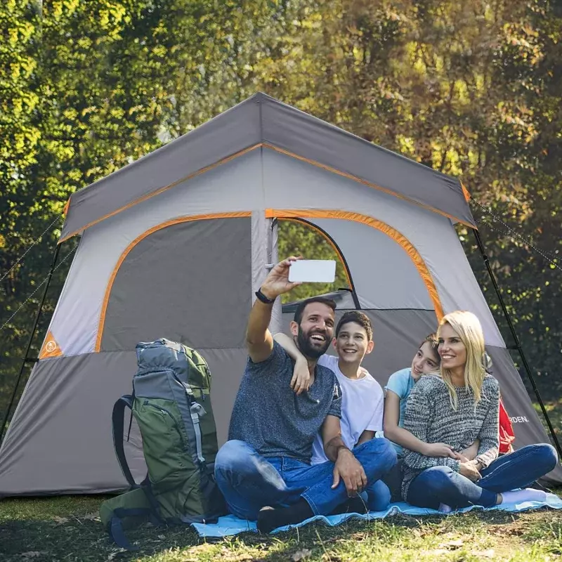 Палатка для кемпинга HIKERGARDEN на 6 человек, портативная семейная палатка для кемпинга, палатка с тканевой ветрозащитной кабиной для походов на открытом воздухе, B