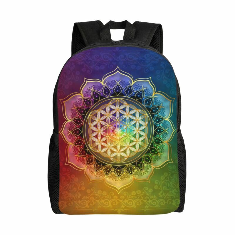 Flower of Life Backpack for Men Women School College Students Bookbag Fits 16 Inches Laptop Bag Sacred Geometry Mandala Bags