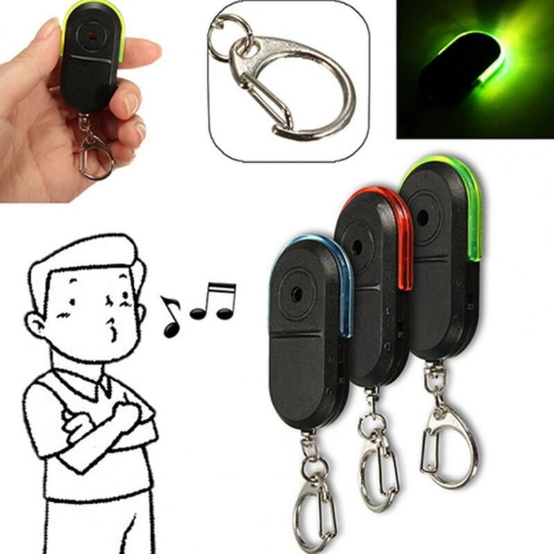 Pencari kunci LED kontrol suara nirkabel pintar, senter Alarm antihilang, pencari kunci Led, gantungan kunci, pencari lokasi Suara