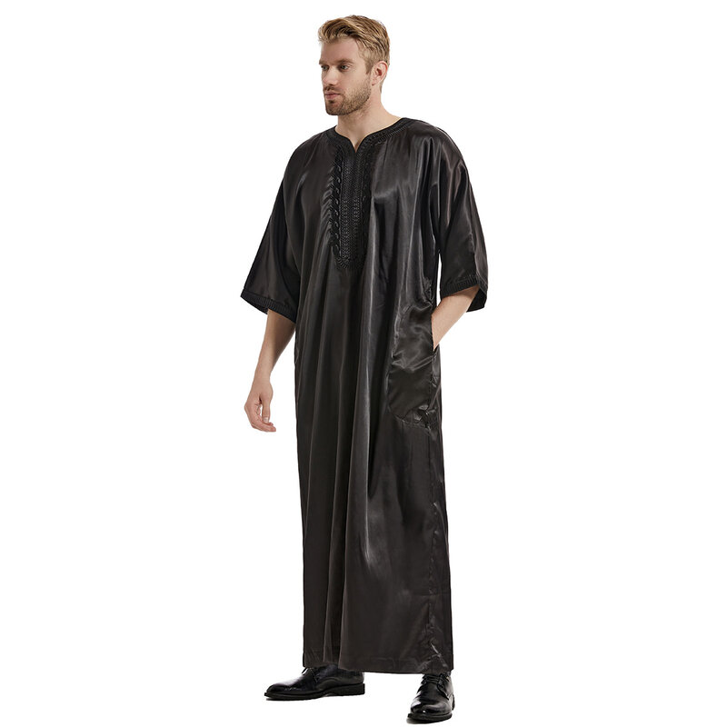 Muslimische Männer Jubba Thobe islamische Kleidung Ramadan Herren Abaya Kleid lange Robe Saudi tragen Musulman Kaftan Jubah Dubai Kleid