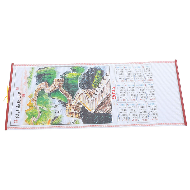 Calendar Year of The Snake Hanging Scroll Office Supplies Household Imitation Rattan Monthly Delicate Home Accessory Dating