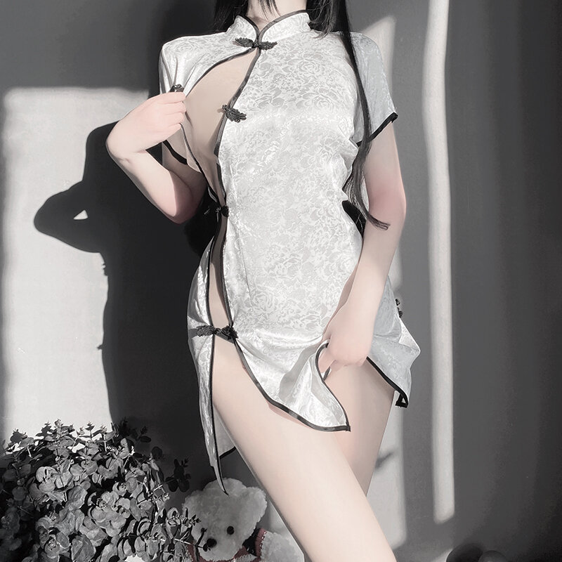 Chinesische Cheongsam Sexy Dessous Frauen Kostüme Cosplay Rolle Spielen Charming Seite Offen Design Qipao Kleid Outfits