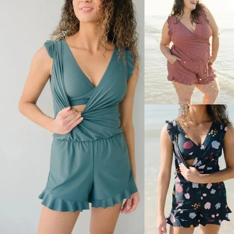 Conjunto de biquíni de cintura alta push-up feminino, macacão de banho, sutiã embutido, perneiras, maiô brasileiro, moda praia, maiô sexy, moda