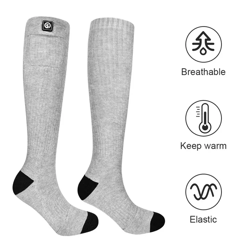Спасательные теплые носки с электрическим подогревом и аккумулятором для мужчин, зимние теплые уличные спортивные перезаряжаемые термоноски, женские носки для езды на велосипеде