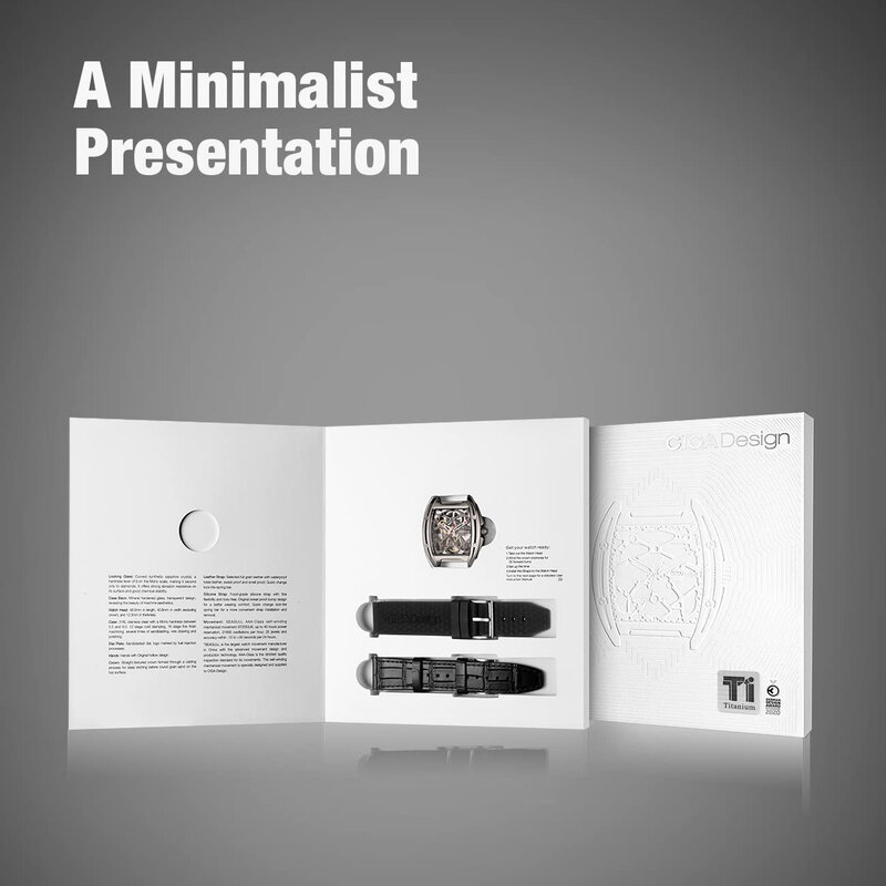 CIGA Design Z Series Skeleton Mechanical Titanium Watch for Men 2024 Luxury Automatic Movement Tonneau Wrist Watches Timepiece