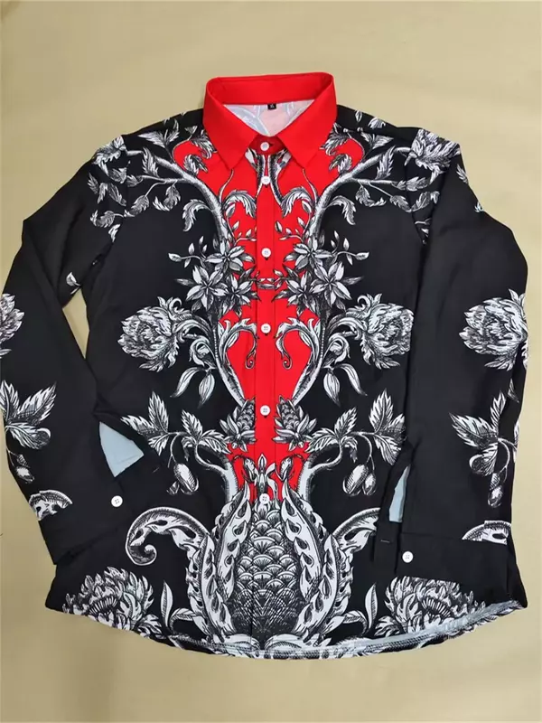 2023 wiosna i jesień męska luksusowa tarcza odzież męska HD wzory wysokiej jakości miękkie i wygodne garnitur koszule imprezowe
