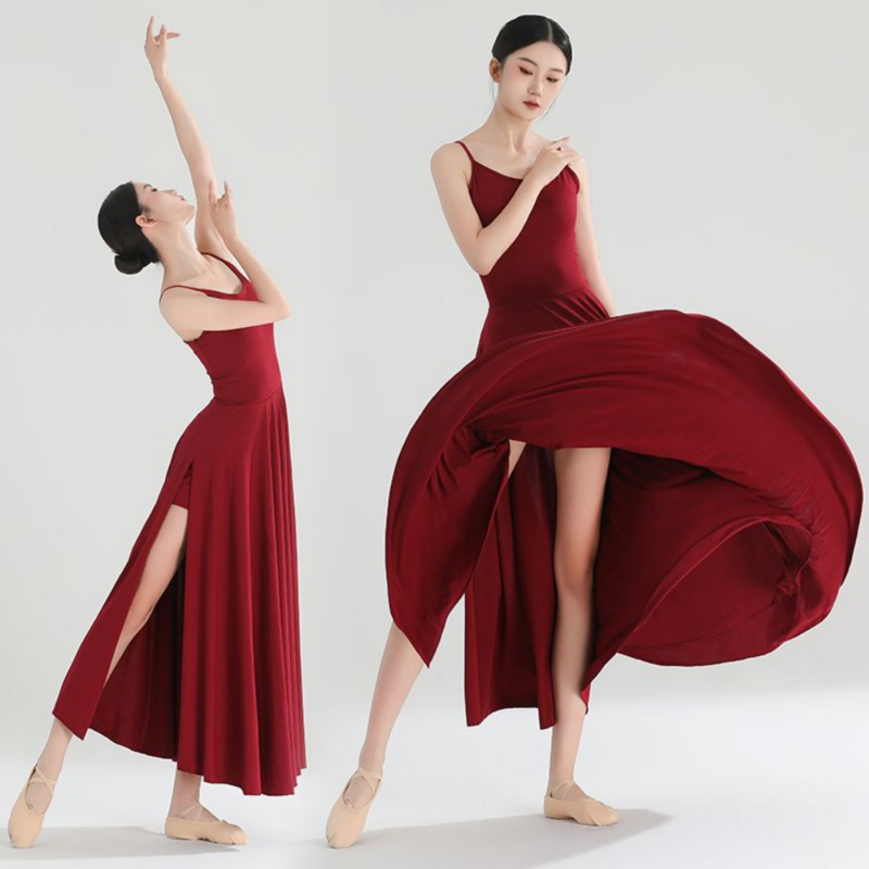 ثوب الرقص الكلاسيكي الحديث Qipao الجسم قافية ثوب التدريب الصينية القديمة انقسام الرقص خاص ملابس الرقص الحديثة للنساء