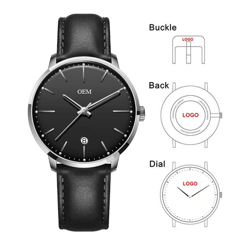 Nuovo arrivo Logo personalizzato orologi marchio privato progettato orologi da uomo orologio da polso in vera pelle