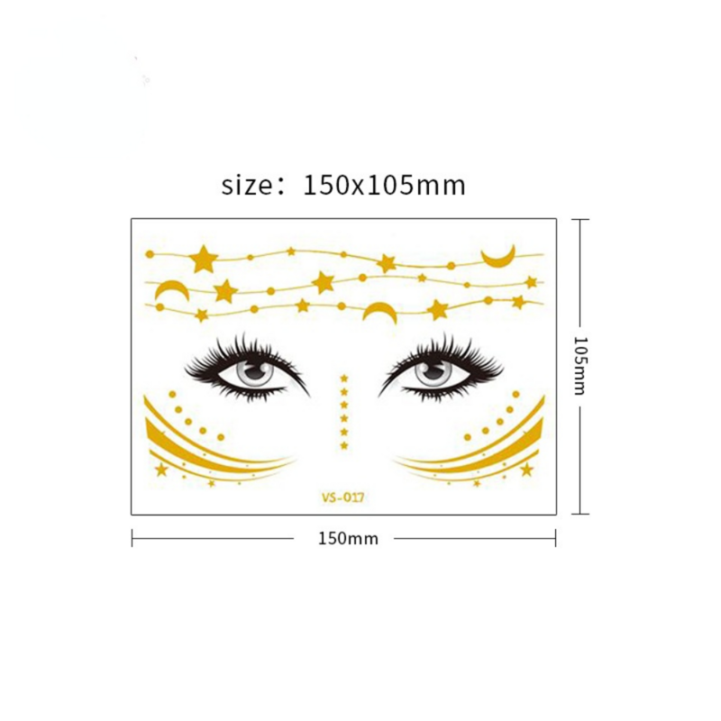 1pc Golden Face tatuaggio temporaneo impermeabile bloccato lentiggine adesivi trucco occhi decalcomania abbronzante Festival di musica all'ingrosso 2023 nuovo