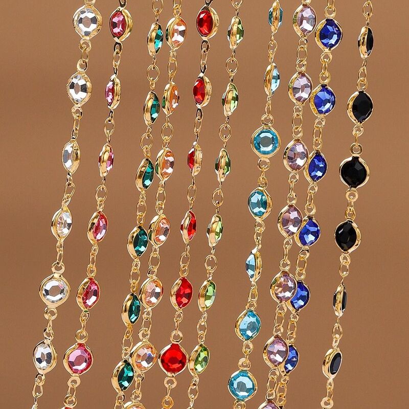 Catene di perline di cristallo lucido colorato perline di cristallo collana fai da te catena che fa gioielli artigianato creazione di perline
