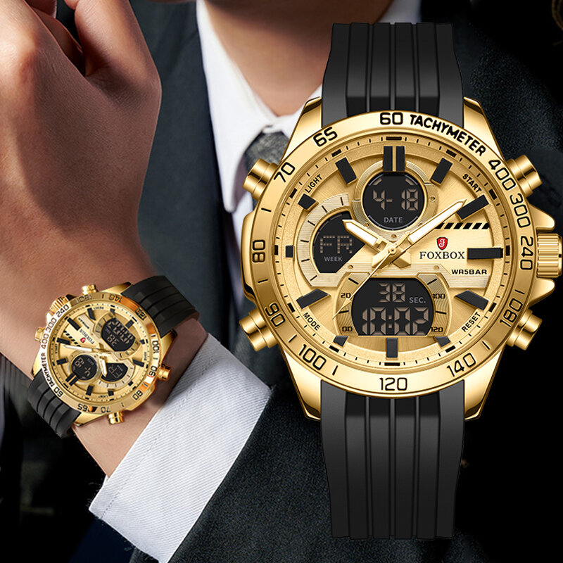 Lige Luxus Dual Display Männer Armbanduhren leuchtende Sport Mann Uhr wasserdichte Militär Quarz männliche Uhr Relogio Masculino