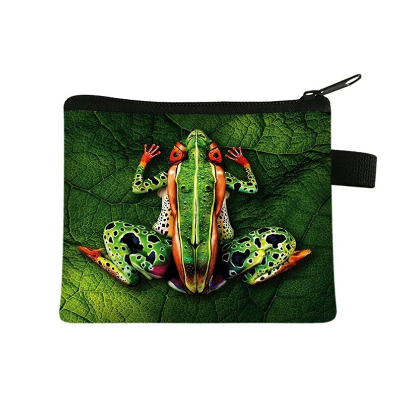 Reptiles Frog Chameleon Spider Snake Print Coin Purse Credit Card Holder Money Coin Bag Girl Wallet Small Handbag Cute Purses