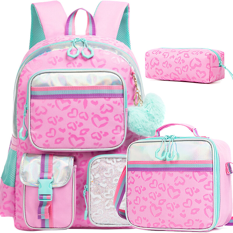 Многофункциональная сумка Meetbelify для девочек с принтом сердца и сумкой для ланча, сумка для карандашей для изучения путешествий и пикника