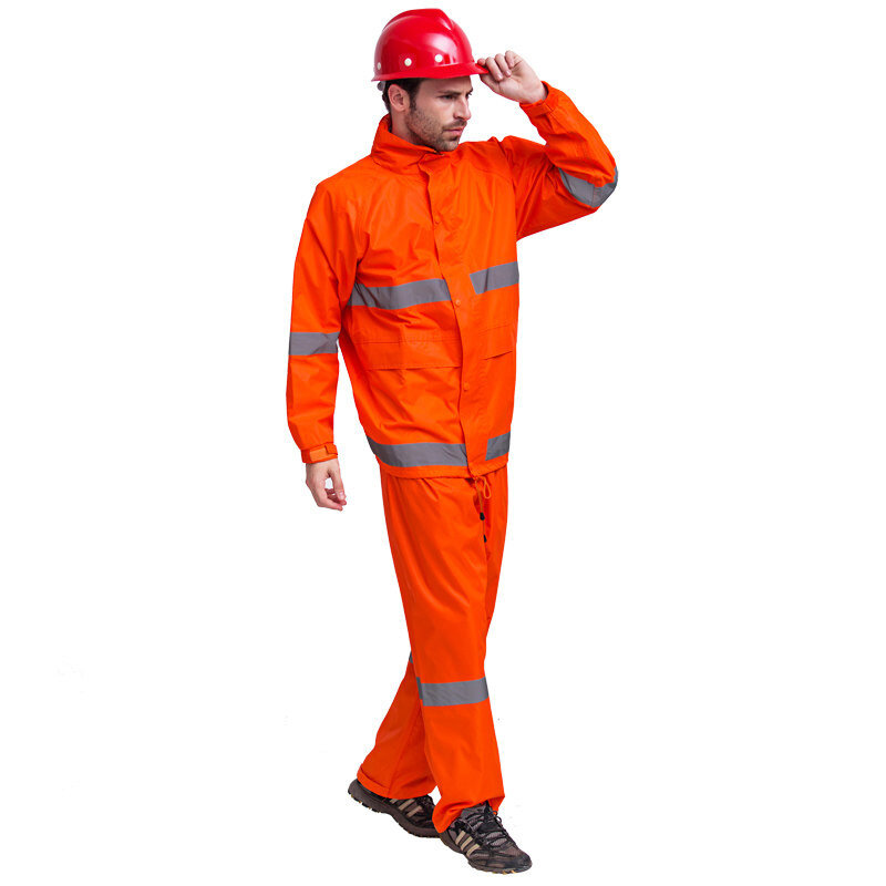 반사 레인 팬츠 세트, 교통 순찰 야외 등산용 스플릿 안전 방수 의류, 레인 기어 비옷