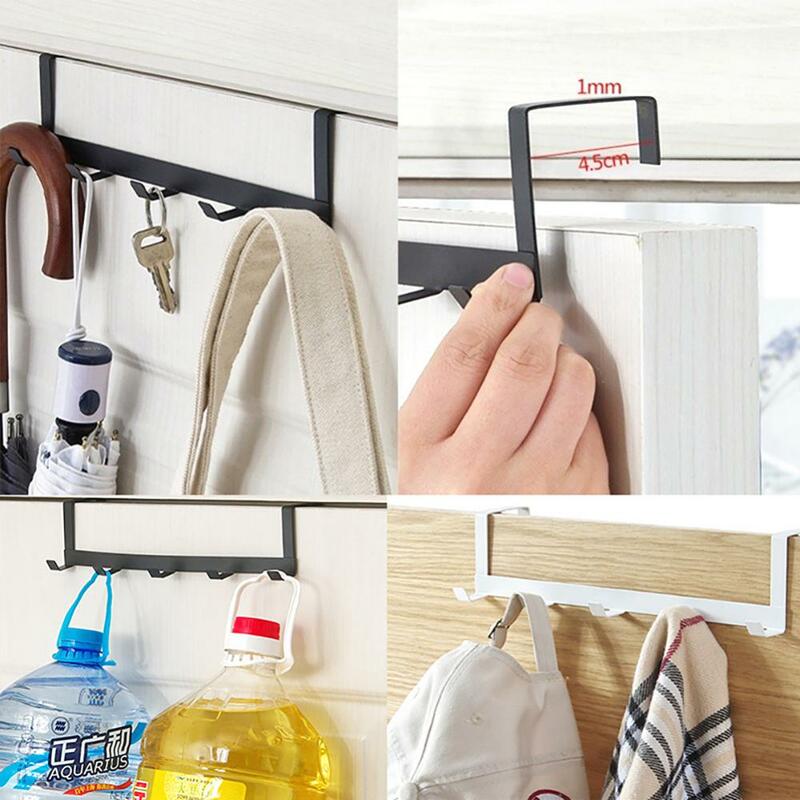 Hooks Over The Door 5 Hooks Home Bathroom Organizer Rack Clothes Coat Hat Towel Hanger Bathroom Kitchen Accessories Holder