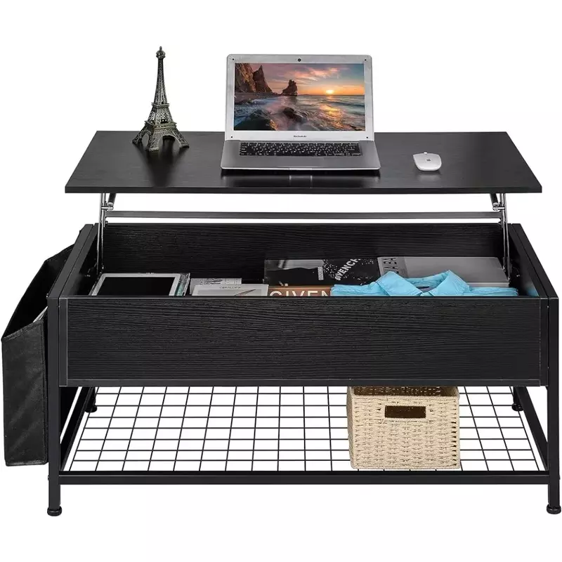 カヌー-エルゴデザインのリフティングトップコーヒーテーブル、リビングルーム、レセプションルーム用の卓上テーブル、39.5 "l