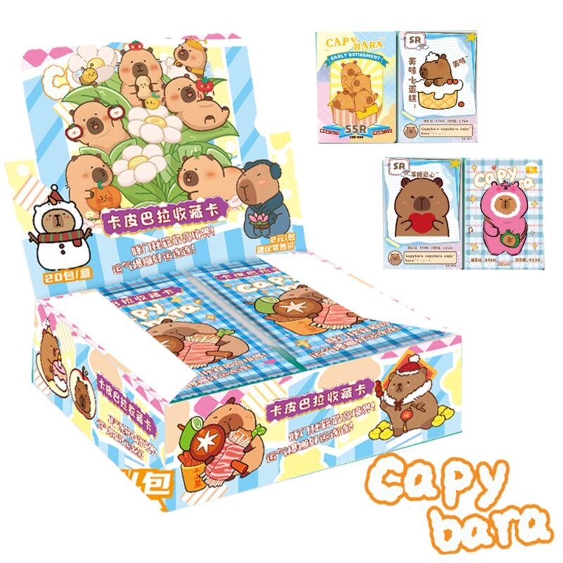 Kartu Capybara asli untuk anak, mainan meja keluarga kartu koleksi permainan terbatas indah versi Q lucu sangat stabil secara paralel