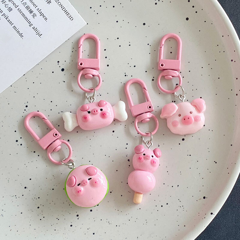 여성용 귀여운 핑크 돼지 키 체인, 3 차원 만화, 귀여운 돼지 인형, 가방 키 펜던트, 쥬얼리, 학생 선물