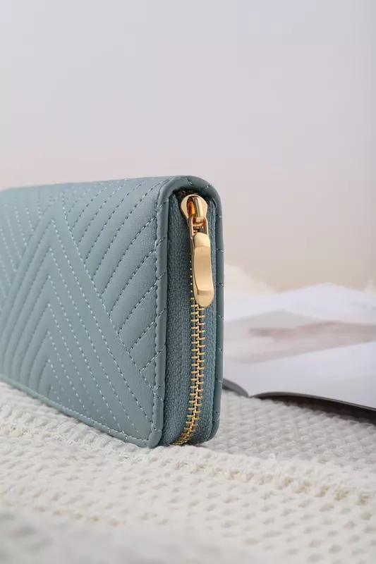 Mk08 neue Mode einfarbig pu Brieftasche Mädchen Reiß verschluss drucken Clutch Tasche Temperament einfache Näh linie Geldbörse
