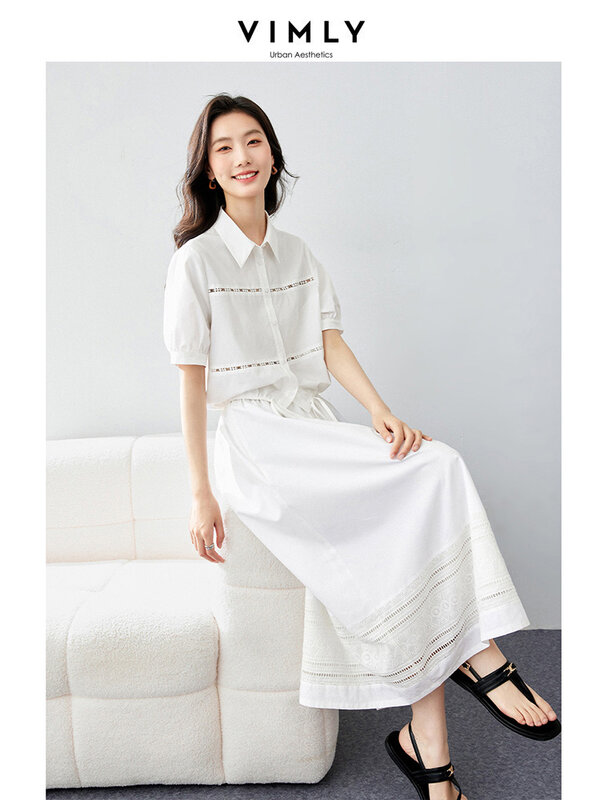 Vimly lyocell-conjunto de camisa e saia feminina, conjunto de 2 partes, novo estilo, para escritório, verão, 2020, m7373
