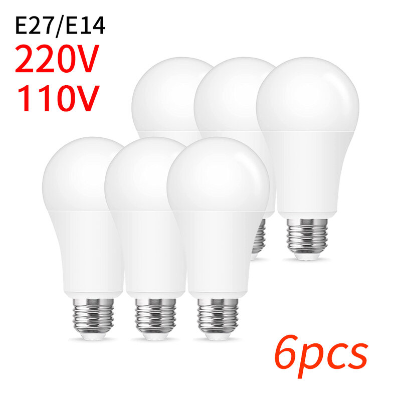 6pcs LED Bulb Lamps AC220V AC110V E27 E14 AC120V 3W 6W 9W 12W 15W 18W 20W Lampada  Bombilla  Living  Room Home Luminair