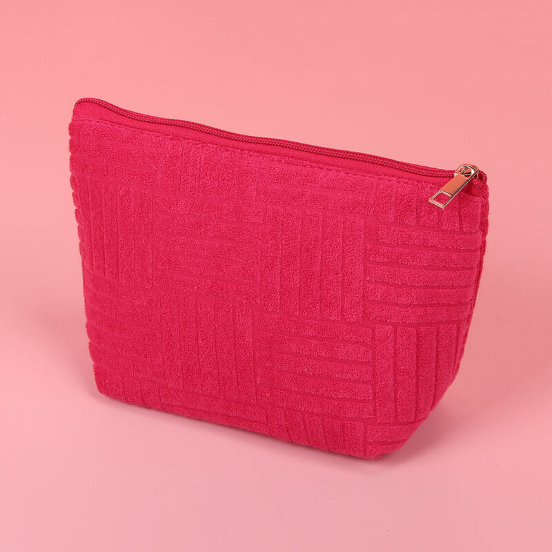 Terry Cloth Toweling Soft Fabric Cosmetic Bag promotional Towel fabric Toiletry Pouches Cosmetic Bags Custom Cotton Makeup Bag