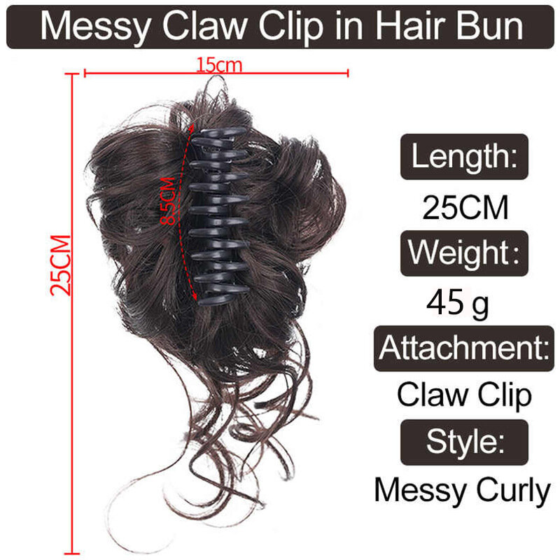 Rambut palsu Chignon sintetis, ikat rambut ekstensi elastis keriting berantakan, hiasan rambut palsu hitam cokelat untuk wanita