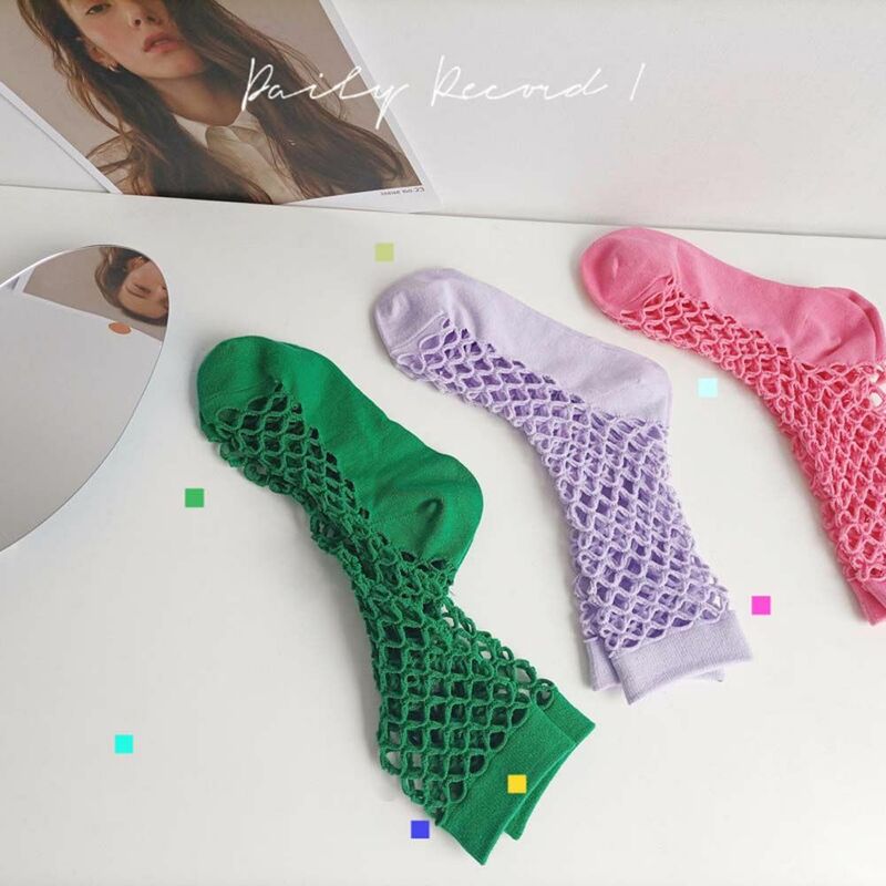 Cute Sweet Cotton Hosiery Mesh Casual Socks Female Hole Socks Tube Socks Women Socks Hollow Fishnet Socks