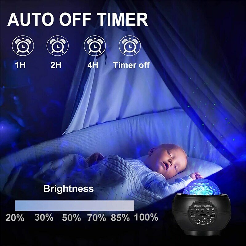 Galaxy Starry Sky Projector Night Light Child USB Music Player Star Night Light Romantic Projection Lamp For Kids Christmas Gift