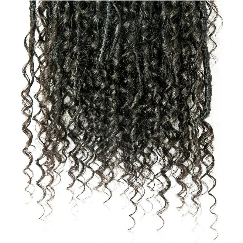 Crochet Boho Locs con riccioli di capelli umani trecce sintetiche Pre-loop estensioni dei capelli intrecciare i capelli senza nodi per le donne nere rufy