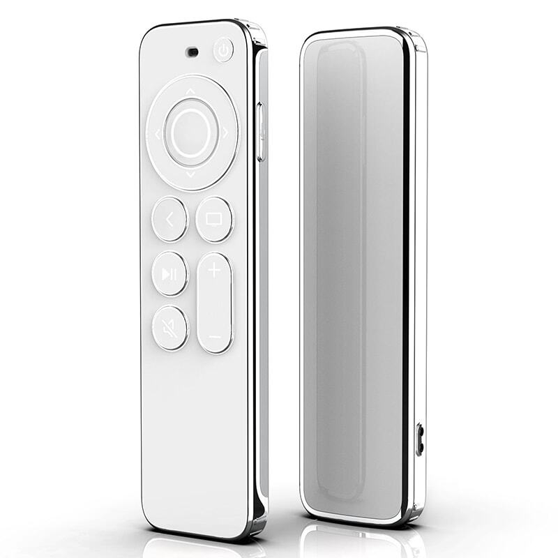 TPU Silver Edge Case Compatible With Apple TV 4K/HD Remote Control Prevent Scratches Drop Protection Transparent Protective Case